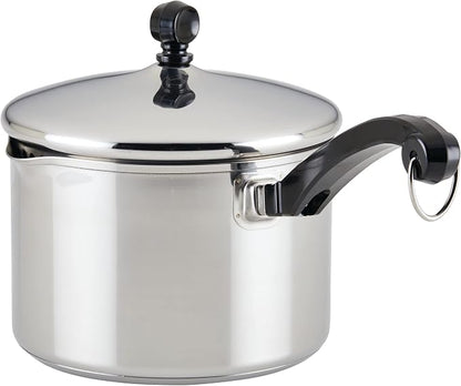 Farberware Classic Series Stainless Steel Straining Sauce Pan with Lid, 3-Quart Sauce Pan With Pour Spout