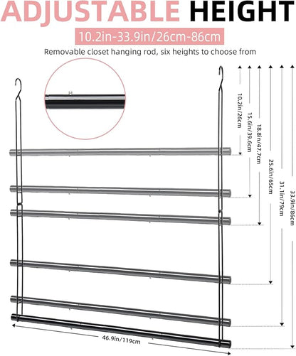 Closet Extender Hanging Rod 46.9in Closet Hanging Rod Heavy Duty Closet Organizer 6 Height Adjustble Closet Rod Extender, Closet Rods for Hanging Clothes, Black