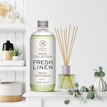 Reed Diffuser Refill Fresh Linen 17.0 Fl Oz (500ml) - Room Diffuser Refill - Home Fragrance - Scented Diffuser - Fresh Aroma - Room Fragrance - Fresh Linen Scent - Room Freshener