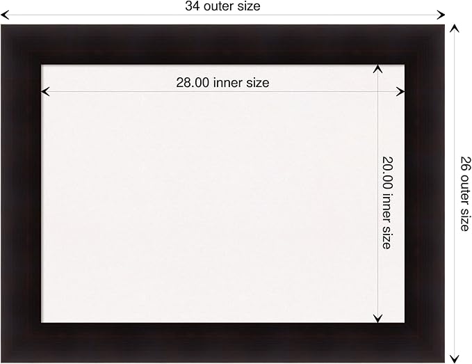 Amanti Art White Cork Board for Wall, 26x34 Vision Board with Brown Wood Frame, Medium Corkboard Office Decor for Home Organization, Rustic Farmhouse Corkboard Pinboard to display items for home
