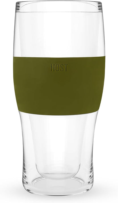 HOST Beer FREEZE Beer Glass Cups Set Drinking Glasses, Freezer Mugs with Gel Double Walled Cool Cups Plastic Multicolor 16oz Set of 4