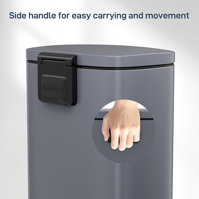 Arlopu 8 Gallon Step Trash Can, Stainless Steel Garbage Bin, Soft-Close Rubbish Bin with Removable Plastic Inner Bucket, Fingerprint-Proof, Lid Dustbin, Suit for Kitchen Home (Grey, 30L)