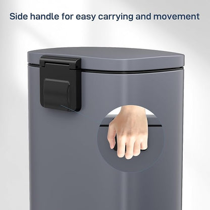 Arlopu 8 Gallon Step Trash Can, Stainless Steel Garbage Bin, Soft-Close Rubbish Bin with Removable Plastic Inner Bucket, Fingerprint-Proof, Lid Dustbin, Suit for Kitchen Home (Grey, 30L)