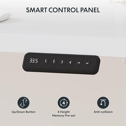 SANODESK Electric Corner L-Shaped 63 x 55 in Standing Desk, Memory Height Adjustment, White Top White Frame