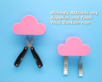 Meyerascal Pink Cloud Magnetic Key Holder for Wall, Strong Magnetic to Securely Hang Multiple Keys and Keychain, Novelty Cute Home Decorations, Easy to Install and Convenient to Use. (Pink)