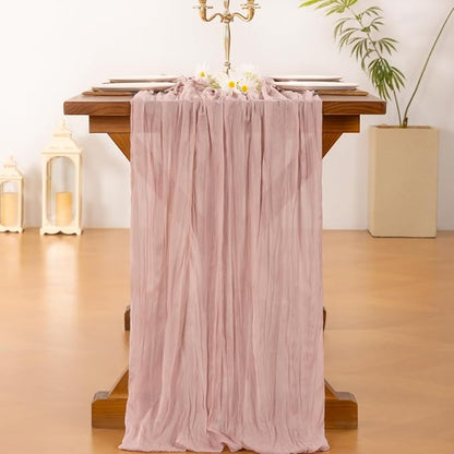 Socomi Pink Cheesecloth Table Runner Valentines Day Spring Boho Rustic Gauze Farmhouse 120 inch 10FT Cheese Cloth for Wedding Party Baby Shower Birthday Home Decor Holiday Decorations
