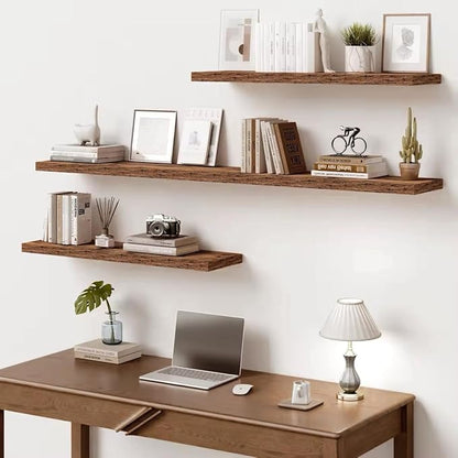 Vivelove 10 Inch Deep Floating Shelves 16 inch Long, 16 x 10 Wide Wall Shelves with Invisible Brackets, for Bedroom Bathroom Living Room Kitchen Office, Farmhouse Home Decor, Set of 2, Rustic Brown