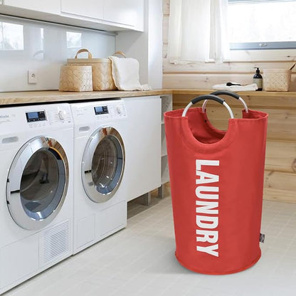 DOKEHOM 125L X-Large Collapsible Washing Laundry Basket Bag (7 Colors) for Bedroom, Fabric (Red, XL)