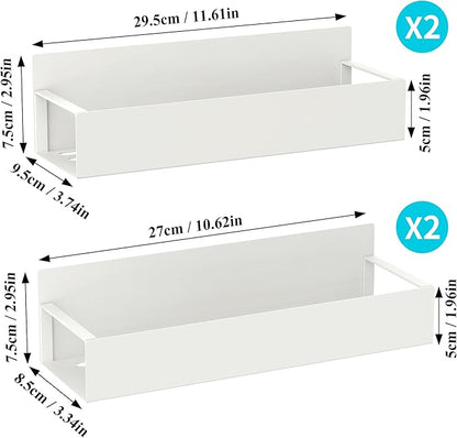 HuggieGems 4 Pack Magnetic Spice Storage Rack Organizer for Refrigerator and Oven, Cream White Fridge Organizers and Storage