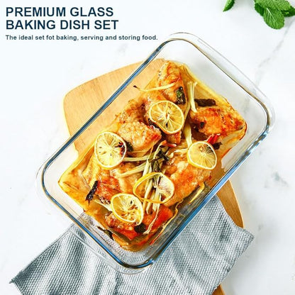 8-Piece Glass Baking Dish Set with Plastic lids,Rectangular Glass Bakeware Set with Lids, Baking Pans for Lasagna, Leftovers, Cooking, Kitchen, Freezer-to-Oven and Dishwasher, Blue