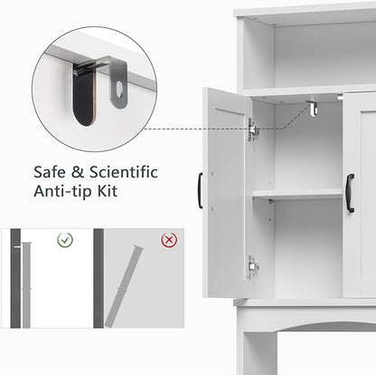 Over The Toilet Storage Cabinet, Over The Toilet Cabinet Bathroom with Adjustable Shelf and Double Door, Over The Toilet Storage for Bathroom Over The Toilet Organizer, White