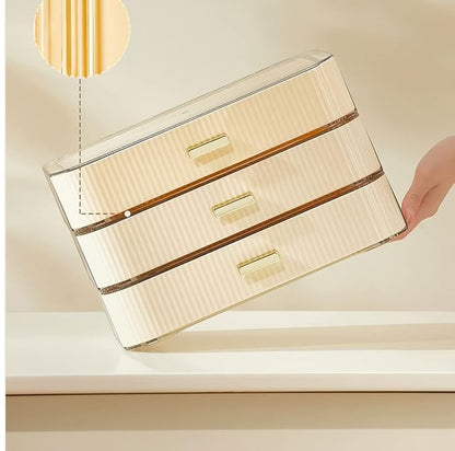 Stackable Plastic Organizer Big & Spacious Drawer | Organize Eyeshadow Palettes, Cosmetics, and Beauty Supplies on a Vanity. White