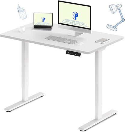 FLEXISPOT E3 Dual Motor Electric Standing Desk 48 x 30 Sit Stand Up Desk, Holds 220 lbs, Adjustable Height w/Memory Presets, One-Piece White Desktop & White Frame, Ships in 2 Boxes
