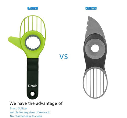 3 in 1 Avocado Slicer Tool Works as a Splitter, Pitter and Cutter as knife peeler scoop with Comfort-Grip Handle (Green-Slicer)