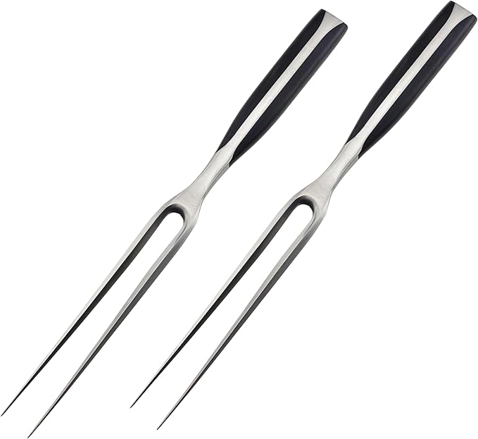 Carving Fork High Carbon Stainless Steel Chef Pro Cooking & Barbecue Fork, 12Inch BBQ Tools,2PCS, Silver, KGY55