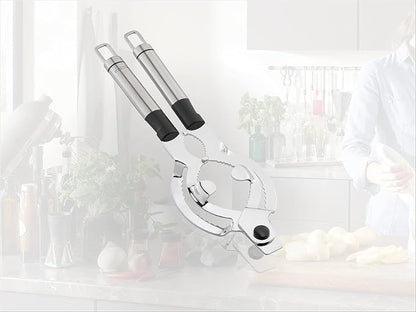 Leifheit Extra Wide Stainless Steel Lid and Jar Opener | Anti-Slip Grip with Oval Handles for Arthritis | Heavy-Duty Steel Teeth for Easy Jar Opening | Dishwasher Safe | 11 x 5.75 x 0.25 in