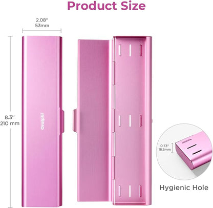 Wider Aluminum Toothbrush Travel Case, Portable Travel Toothbrush Holder, Durable Manual Toothbrush Box Container for Traveling, Bathroom, Camping, Business Trip, Pink