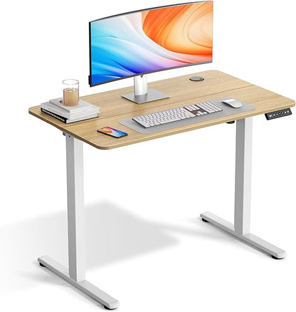 Electric Standing Desk Adjustable Height 40 x 24 Inch, Small Sit Stand Desk, Stand up Desk for Home Office, Computer Workstation (Spliced Desktop,Oak)