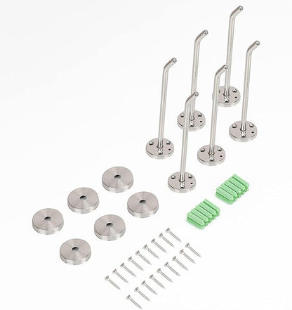 NearMoon Coat Hooks, Wall Mount Hooks for Hanging Hat Hurse Robe, 304 Stainless Steel Heavy Duty Towel Hangers for Bathroom Livingroom Hotel Kitchen Garage, 6 Pack (6 Inch, Brushed Nickel)