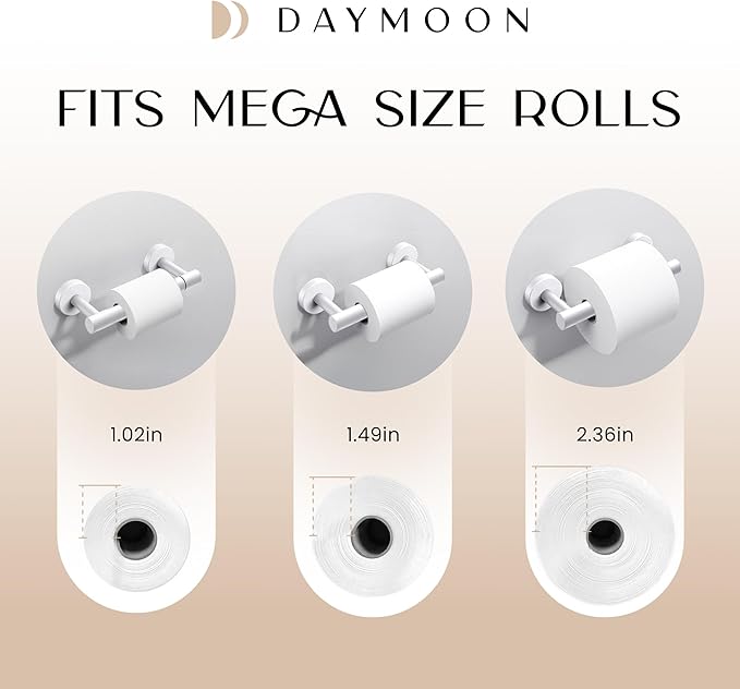 Day Moon™ - Toilet Paper Holder - Modern Roll Holder for Bathroom - 1 Pack - Wall Mount - Classic, White