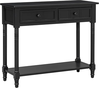 Knocbel Antique Entry Console Table with 2 Drawers & Bottom Open Shelf, Wood Sofa Tables for Entryway Hallway Living Room, 35.34" W x 13.8" D x 30.25" H, Black
