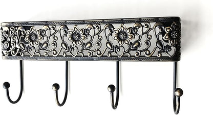 Key Holder for Wall，Vintage Metal Key and Mail Holder Wall Mount, Decorative Entryway Key Rack with Hooks for Keys, Mail, Hats, Bags