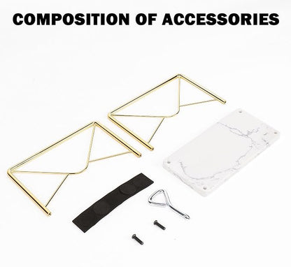 Modern Mail Holder for Home Office, Metal Letter Organizer Sorter for Desk, Cutout Mail Envelope Design, Bill Filling Paper Document Rack, Envelope Storage Rack with Marble Base (Gold)