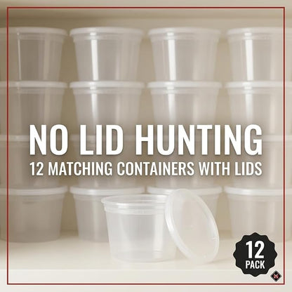 Mr Miracle Deli Containers with Lids - 24 Pack of 16 oz Clear Airtight Reusable Plastic Food and Multi-Purpose Containers - Microwave, Freezer, and Dishwasher Safe