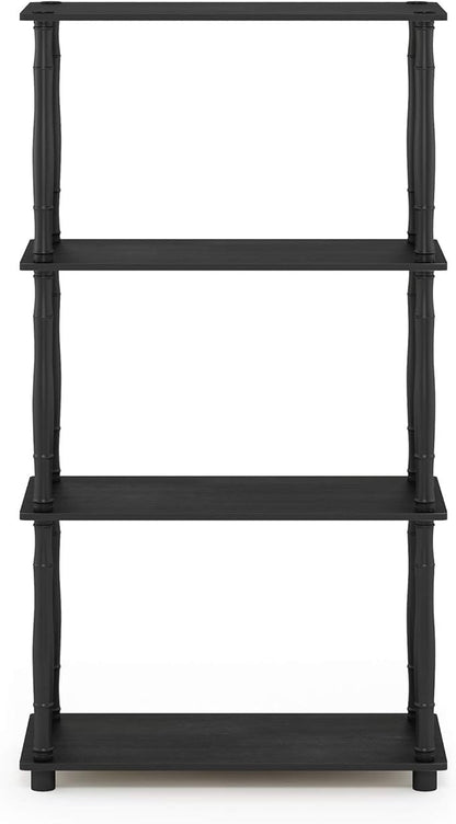 Furinno TURN-N-TUBE Storage Shelves, 4-Tier Book Shelf, Corner Shelf, Toolless Open Shelves, Classic Tubes, for Organization and Storage, Living Room, Home Office, Americano