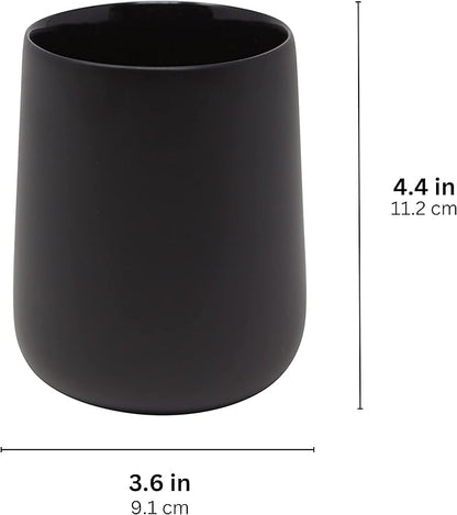 Yew Design Matte Black Toothbrush and Toothpaste Holder and Cup for Bathroom Vanity and Countertop, Round Organizer for Electric Toothbrushes, Floss, Razors, Cotton, and Mouthwash