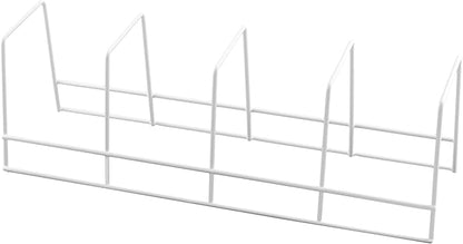 YBM HOME Wire Dish Storage Rack for Plates, Cutting Boards, Bakeware, Pots and Pans, Serving Trays, Lids, and Other Cookware, 4 Section Plate Holder for Cabinets and Cupboards, White 2551