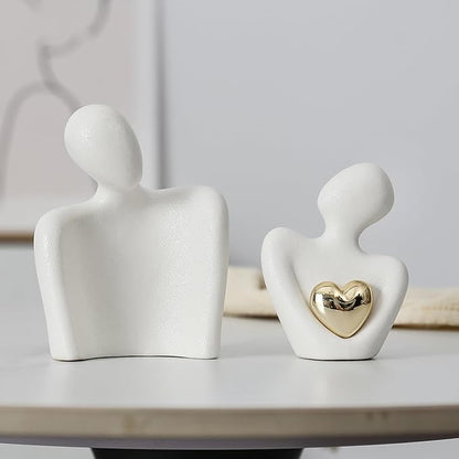 GJFASGF Hugging Couple Statue Ceramic Lover Figurine Home Decor is a Romantic Gift for Her on Wedding Anniversary and Valentines, TV Stand Decoration Knick Knacks for Shelves (M)