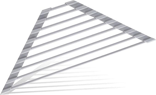 Mistifi Full Silicone-Coated Triangle Roll-Up Dish Drying Rack with Steel Core for Sink Corners – Multipurpose Over-The-Sink Kitchen Drainer & Space-Saving Organizer (Gray)