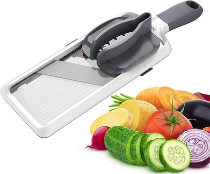 ZKIRON Handheld Mandoline Slicer for Kitchen - Adjustable 1-3mm Slicer Vegetable Cutter with Safety Hand Guard, Compact Potato Onion & Cucumber Slicer for Salads, Small-Medium Veggies & Meal Prep