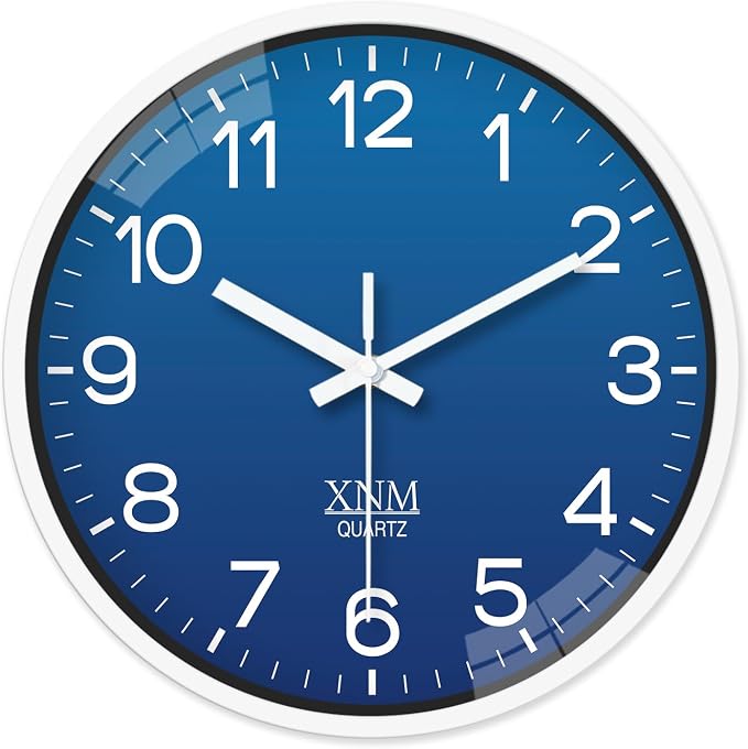 XNM 8 Inch Small Classic Navy Blue Wall Clocks Battery Operated Minimalist Wall Clock for Living Room Bedroom Silent Wall Clock Modern
