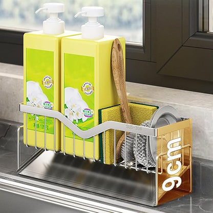 MINGFANITY Sponge Holder for Kitchen Sink, Quick Draining, SUS 304 Stainless Steel Sponge Organizer, Basket for Cleaning and Scrub Tool, Kitchen Sink Brush Caddy Holder,Large Size and Capacity