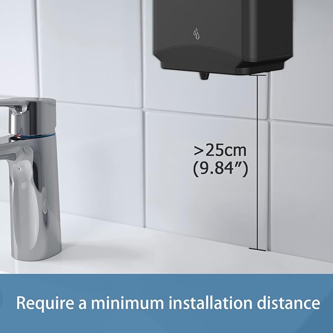 AIKE Automatic Soap Dispenser Commercial Wall Mounted Liquid Dispenser Matte Black Stainless Steel Finish 1100ml Large Capacity