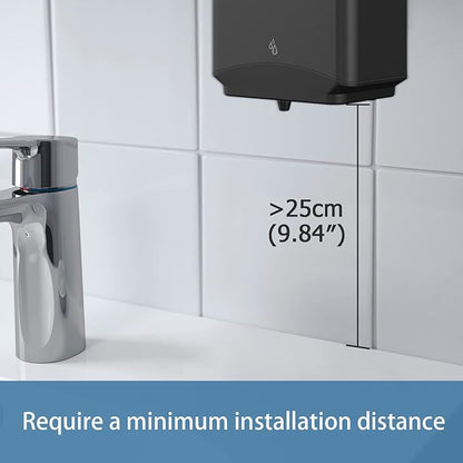AIKE Automatic Soap Dispenser Commercial Wall Mounted Liquid Dispenser Matte Black Stainless Steel Finish 1100ml Large Capacity