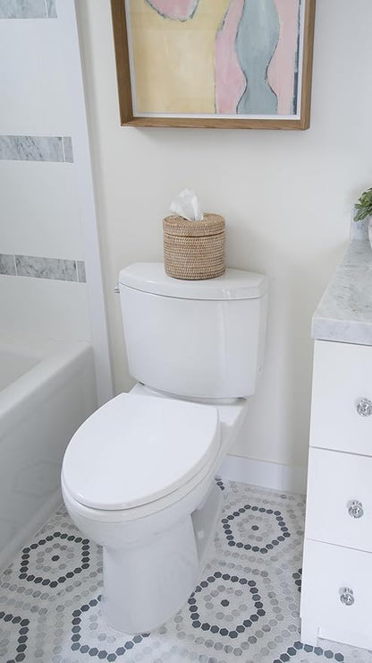 KOUBOO La Jolla Toilet Paper Roll Cover | Wicker Bathroom Decor | Freestanding Toilet Paper Storage, Basket with Lid, Bathroom Essentials, Decorative Tissue Holder, White-Wash
