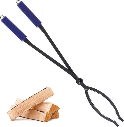 CKLT 28" Firewood Tongs Log Grabber for Thick Logs Outdoor Indoor Camfire Firepit Bonfire Fireplace Tongs Heavy Duty Wrought Rustproof Safely Moves Firewood