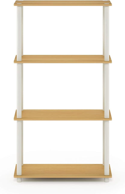 Furinno (99557BE/WH) Turn-N-Tube 4-Tier Multipurpose Shelf Display Rack - Beech/White