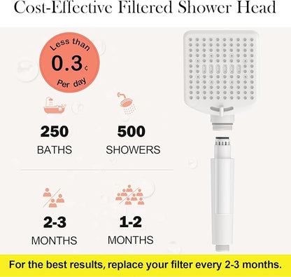 Homlord Filtered Shower Head with Handheld White - High Pressure 6 Modes, 120 Anti-clog Nozzles, Detachable Showerhead with Hard Water Filters, Extra Long 6ft Hose, Power Wash Mode for Bathroom, Pets
