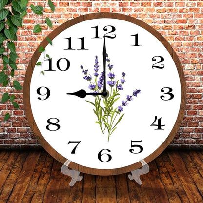 Lavender Wall Clock 10 Inch Silent Non Ticking Battery Operated Wooden Modern Office Simple Minimalist Clock Decorative for Kitchen Home Bathroom Living Room