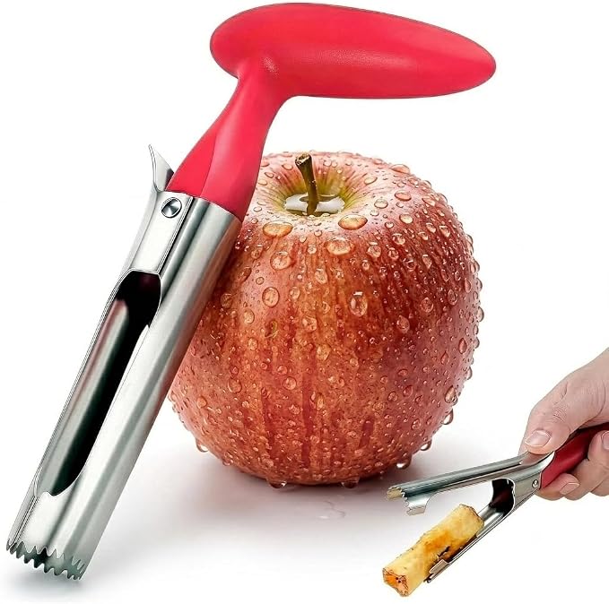 Apple Corer Tool – Stainless Steel Apple Core Remover with Durable Plastic Handle – Comfortable Grip, Easy to Use, Dishwasher Safe & Long-Lasting | Works for Apples, Pears, Tomatoes, Peppers & More