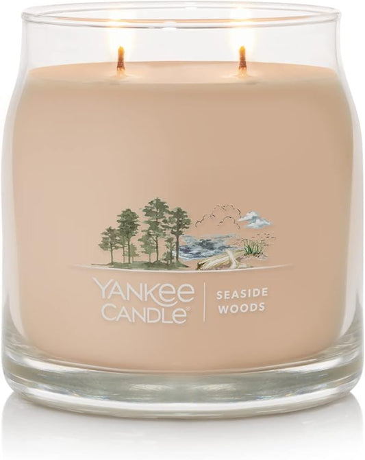 Yankee Candle Seaside Woods Scented Signature 13oz Medium Jar 2-Wick Candle Over 35 Hours of Burn Time