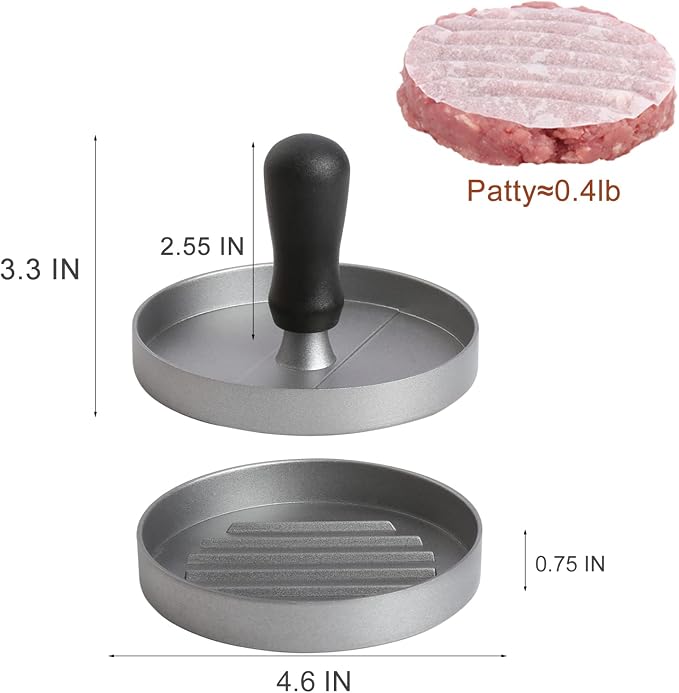 TACGEA Burger Press 150 Patty Papers, Non-Stick Hamburger Patty Maker with Wax Paper, Aluminum Burger Maker for Kitchen BBQ Grill