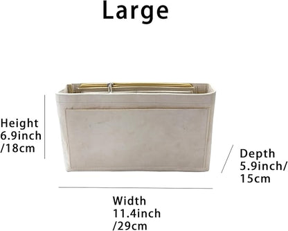 Purse Organizer Insert, Suede Bag Organizer Handbag Tote Shaper, Suede Material, Soft and Non Damaging Bag (Beige, Large)