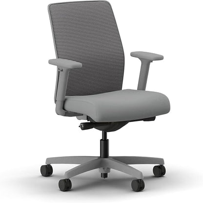 HON Ignition 2.0 Mesh Ergonomic Office Chair, Synchro-Tilt Control with Seat Slider, Home Office Desk Chairs, Adjustable Arms and Lumbar Support, Charcoal Mesh Back, Ash Seat Fabric, Titanium Frame