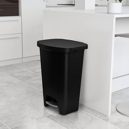 Glad 13 Gallon Trash Can with Clorox Odor Protection, 2 Pack | Plastic Kitchen Waste Bin | Hands Free with Step On Foot Pedal and Garbage Bag Rings, Black