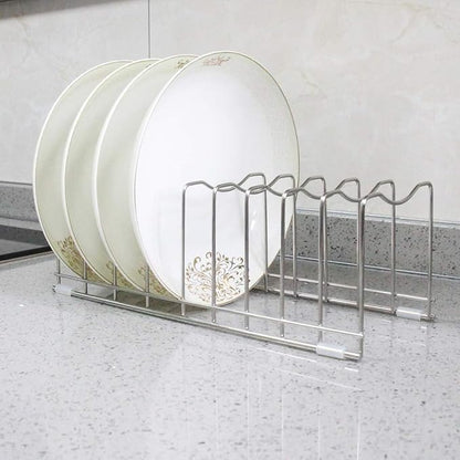 FLSEPAMB Pot Lid Organizer Pan Lid Organizer Kitchen Pot Lid Rack Suitable for Bakeware Dish Plate, Cutting Boards, Pots & Pans, Serving Trays, Reusable Holder (2 Pack)